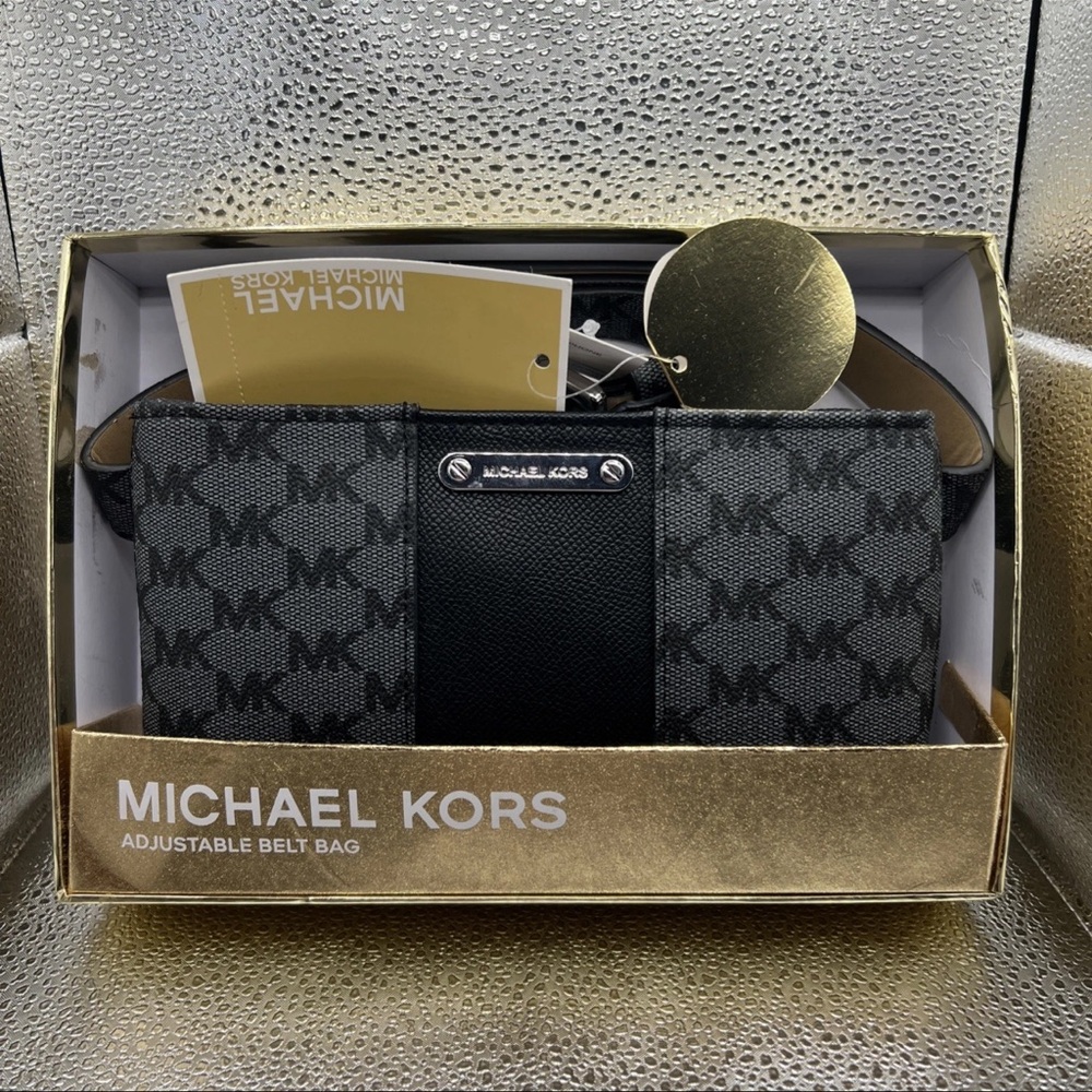 Michael Kors Black and Gray Adjustable Belt Bag